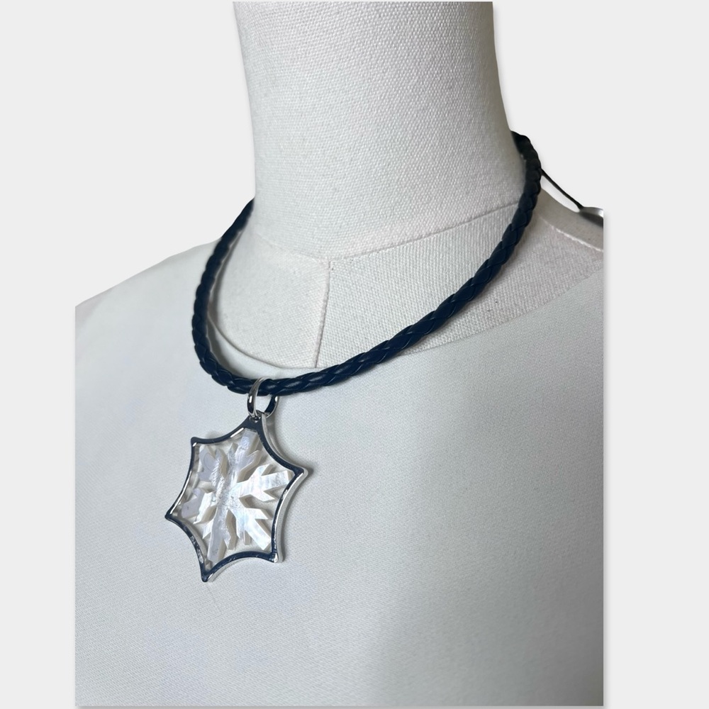 HONORA NWT Braided Necklace Sterling Silver Mother Of Pearl Snowflake Charm